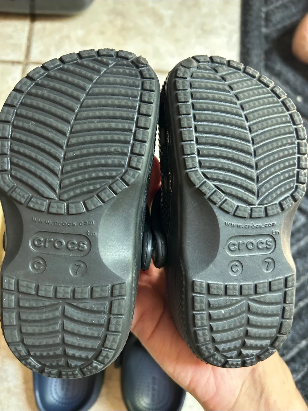 CROCS Kids Black and Navy Classic Clogs with Jibbitz